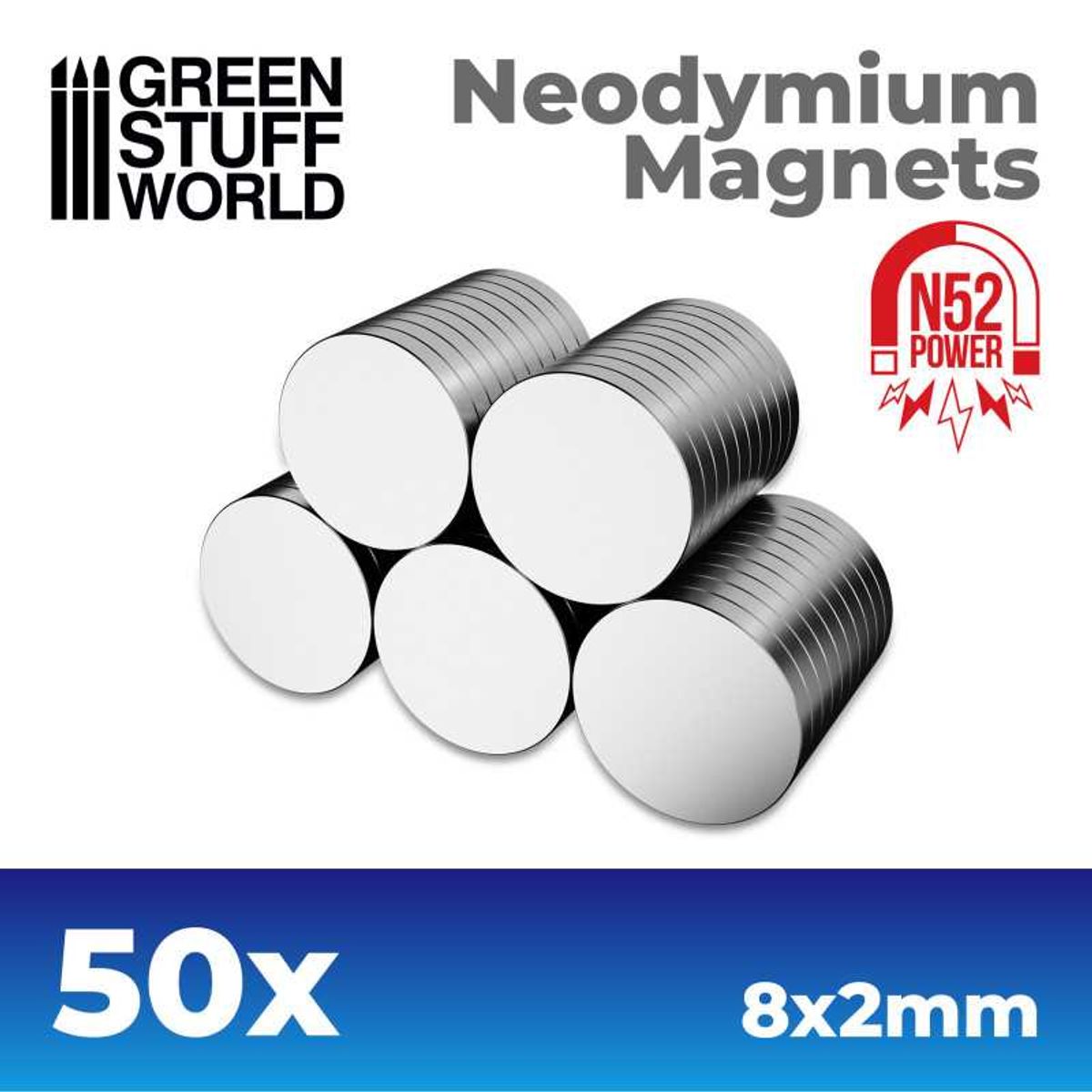 GSW N52 Neodymium 8x2mm Magnets x50